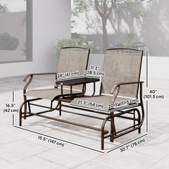 Patio Glider Rocking Chair 2 Person Outdoor Loveseat Rocker Garden Furniture Bench, Grey