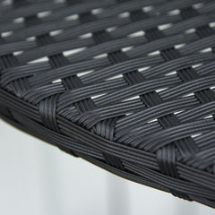 Half Round Side Table, PE Rattan Coffee Table with Metal Frame for Patio, Garden, Balcony, Black