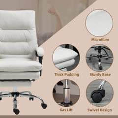 Executive Office Chair with 6-Point Massage, Microfibre Reclining Computer Chair with Footrest, Black