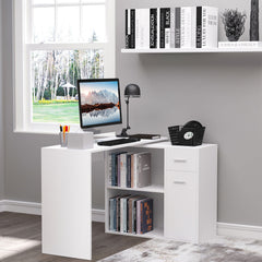 180° Rotating Home Office Corner Desk Storage Shelf Cabinet Black