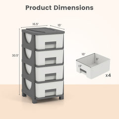 Plastic Storage Organizer with Compact Drawer Cabinet Side Table for Bedroom-Gray