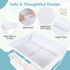 Portable Baby Change Table Folding Newborn Nursery Organizer-Beige
