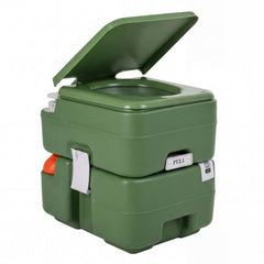 Portable Camping Toilet Porta Potty with Level Indicator and 22 L Detachable Waste Tank-Green