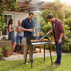 Portable Charcoal Grill with Detachable Legs, Adjustable Grate and Carrying Bag