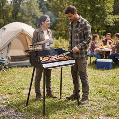Portable Charcoal Grill with Detachable Legs, Adjustable Grate and Carrying Bag