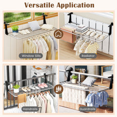Portable Clothes Drying Rack Extendable Radiator Clothes Airer with Robust Aluminum Frame