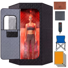 Portable Far Infrared Sauna Box for Home Full Body Sauna Tent-Black