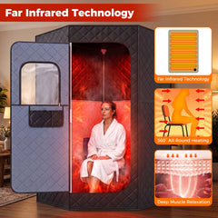 Portable Far Infrared Sauna Box for Home Full Body Sauna Tent-Black
