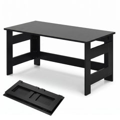 Portable Low Floor Table with Foldable Legs for Living Room-Black