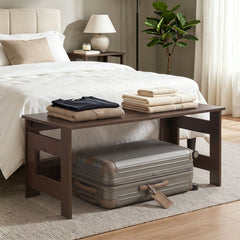Portable Low Floor Table with Foldable Legs for Living Room-Brown