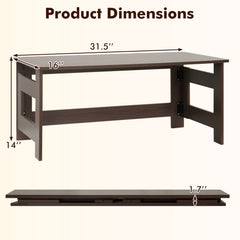 Portable Low Floor Table with Foldable Legs for Living Room-Brown