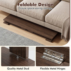 Portable Low Floor Table with Foldable Legs for Living Room-Brown