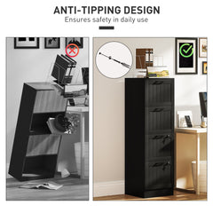 2 Drawer Filing Cabinet with Lock, Office Storage Cabinet with Adjustable Hanging Bars for A4 Letter Size Files, Black