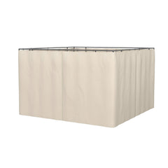 Gazebo Curtains, 10' x 12' Universal Replacement Privacy Curtain, 4-Panels Sidewall with Hooks/C-Rings, Beige