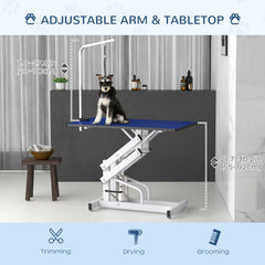 Pet Grooming Table, Height Adjustable Dog Grooming Table with Arm, Noose and Non-Slip Grooming Table, Black