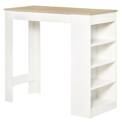 Bar Table, High Top Pub Table with 4 Storage Shelves, Modern Bar Height Table for Home Bar, Kitchen, Grey