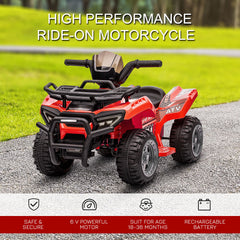 Kids Ride-on ATV Quad Bike Four Wheeler Car with Music, 6V Battery Powered Motorcycle for 18-36 Months, Black