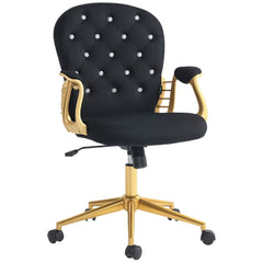 Office Chair, Comfortable Computer Desk Chair with Padded Seat and Adjustable Height, Tufted Back, Black