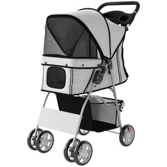 Pet Stroller with Reflective Strips, Foldable Cat Stroller with 360° Swivel Wheels for Small Dogs and Cats, Blue