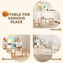 Kids Table and 2 Chair Set, Children Multi-Activity Furniture Set for Playing, Learning, Eating, Craft, Blue