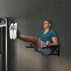 Wall Mounted Dip Station Multi-Function Power Tower Set Home Gym Pull Up Bar Chin Up Exercise Bar Knee Raise Triceps Leg Dipping Raise Rack Black