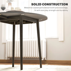Folding Dining Table, Round Drop Leaf Kitchen Table for Small Spaces with Wood Legs, Oak
