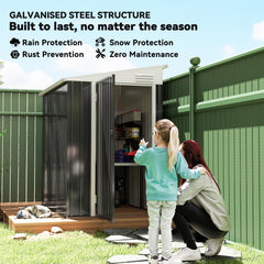 4' x 8' Outdoor Storage Shed Lean to Shed Outdoor Metal Tool Shed with Lockable Door and Air Vents, Light Grey