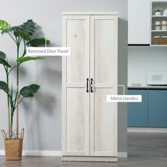 63" Kitchen Storage Cabinet, 5-tier Pantry Cabinet with Doors and Adjustable Shelves for Dining Room, Black