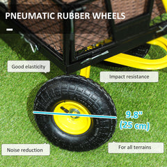 Garden Cart, Utility Wagon Cart with Removable Sides, Convert into Flatbed, 10" Wheels, 180° Rotating Handle, Green