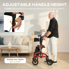 Foldable Rollator Walker with Seat for Seniors, Lightweight Rolling Walker with Adjustable Handles, Green