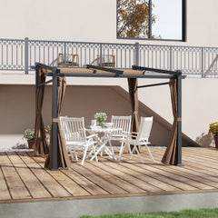 Metal Pergola with Sliding Roof Canopy, Retractable Pergola Canopy, 10' x 10', Beige
