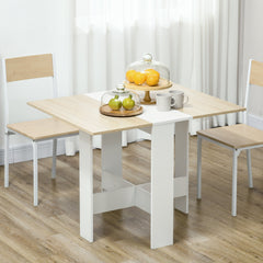 Drop Leaf Dining Table Wood Folding Table Multi-Use Side Table Dining Desk Space Saving Table, White/Oak