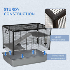 3-tier Hamster Cage, Guinea Pig Cage, Pet Chinchillas Play House Indoor with Accessories Food Dish Water Bottle, Ramps, 31.5"x19"x 23", Black