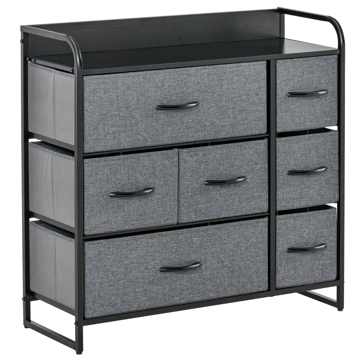 7-Bin Dresser Storage Tower Cabinet Organizer Unit, Easy Pull Fabric Bins with Metal Frame