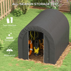 5' x 8' Outdoor Storage Shed, Heavy Duty Galvanized Steel Portable Shed for Bike, Motorcycle, Garden Tools, Black