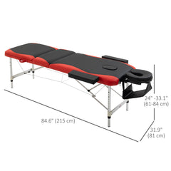 85" 3 Section Foldable Massage Table Professional Salon SPA Facial Couch Bed (Black/Orange)