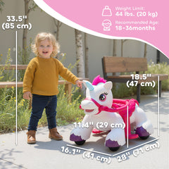 12V Unicorn Ride on Toy, Battery Powered Kids Electric Ride on Horse with Carrot Toy, Comb, Animal Sounds