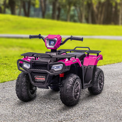 12V Kids ATV Quad, 4 Wheeler Battery Powered Electric Vehicle with Music MP3, Headlights, High Low Speed, Treaded Tires, for Boys and Girls Ages 37-60 Months, Pink