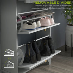 Slim Shoe Storage with 2 Flip Drawers and Adjustable Shelves Shoe Cabinet Organizer for 8 Pair, Black