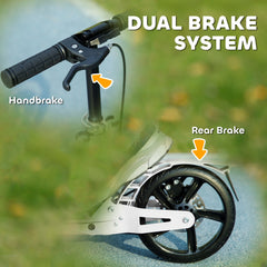 Foldable Kids Scooter with 4 Adjustable Heights, Double Brakes, and Shock Absorption for Ages 6-12, White