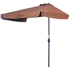 9.8ft Half Umbrella Semi Round Patio Parasol with Crank Handle, Top Vent for Garden, Balcony- NO BASE INCLUDED, Green