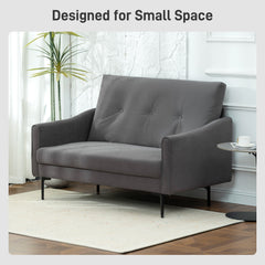 2 Seater Sofa, Small Modern Couch with High-Resilience Foam, Thicken Padding, Button Tufted, Cream White