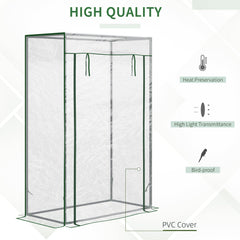 40"L x 20"W x 59"H Walk-in Garden Greenhouse with Steel Frame Outdoor Hot House Tomato Plant Warm House w/ Roll up Door, Plastic Cover, Clear