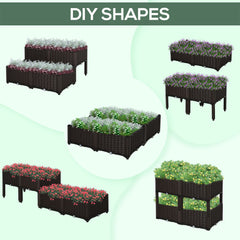 1 Piece Raised Garden Bed PP Raised Flower Bed Vegetable Herb Grow Box Stand Brown