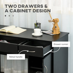 Computer Desk and Bookcase Set, Study Table with Adjustable Shelf, Bookshelf with Open Compartments and Cabinet, Black