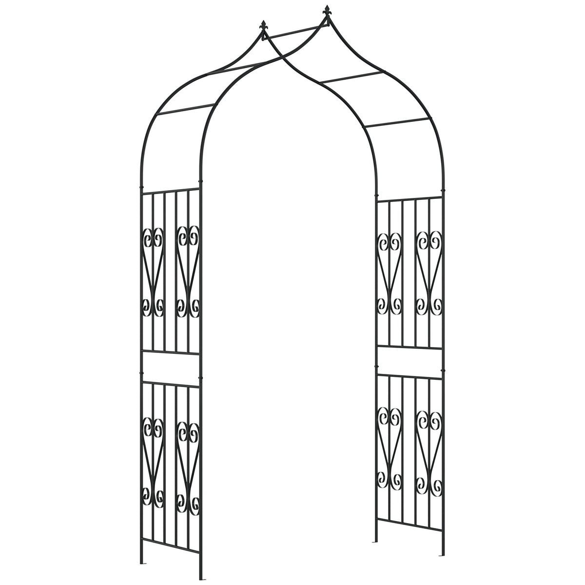8.7FT Garden Arch Trellis, Outdoor Wedding Arbor for Ceremony with Scrollwork Design for Climbing Roses, Vines and Plants