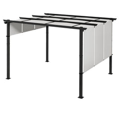 10' x 10' Metal Pergola, Outdoor Pergola with Retractable Canopy, for Garden, Patio, Backyard, Deck, Charcoal Grey