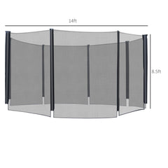 12FT Trampoline Net Enclosure Trampolining Bounce Safety Accessories w/ 8 Poles Net Enclosure Only, Black