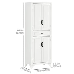 Freestanding Storage Cabinet, Kitchen Pantry Cabinet with 2 Shelves, 4 Doors for Dining Room, Black