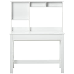 Computer Desk with Hutch, Home Office Table with Storage Shelves and Open Compartments for Writing, Work, Brown